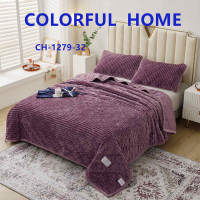 Стеганое покрывало в полоску Colorful Home 210x230 см модель CH - 1279 - 32, фиолетовое