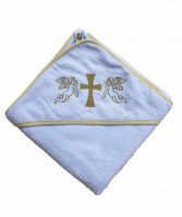 Полотенце для крещения с уголком 92*92 380г/м2 (TM Zeron) белый окантовка - желтая