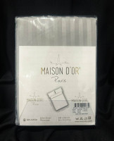 Простынь сатин-страйп Maison Dor 240х260 см с наволочками 50х70 см Серая